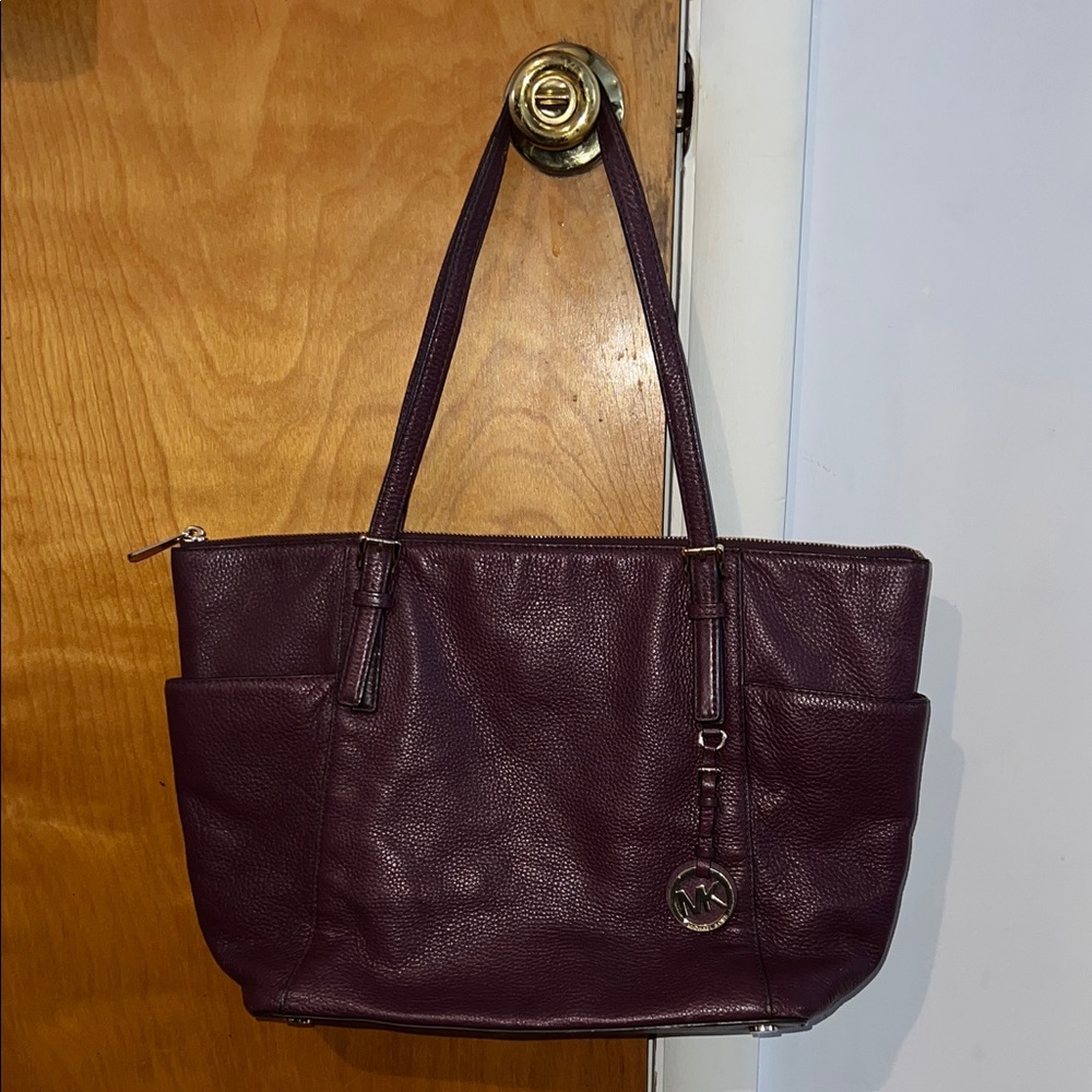 Michael Kors Leather Burgundy Tote Bag